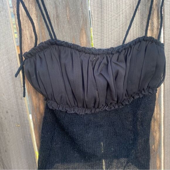 GUIZIO Ruched Chiffon Knit Tank in black size XXS NWT - Picture 9 of 14
